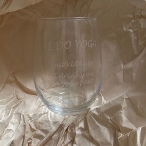Clear Stemless Wine Glass with Engraving